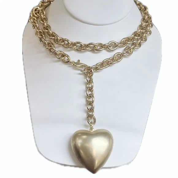 NWT ⚜️💛⚜️ Piper K Gorgeous Golden Tone Heart Pendant Convertible Necklace - Picture 4 of 15